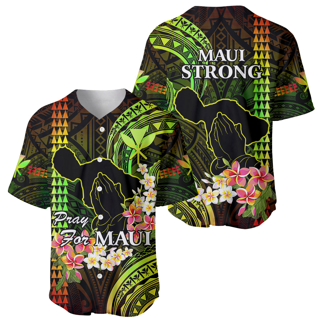 Hawaii Baseball Jersey Pray For Maui Hawaiian Plumeria Be Strong Reggae Verison - Wonder Print Shop