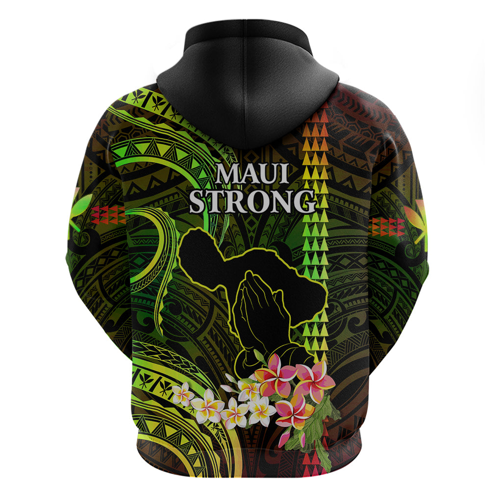 Hawaii Hoodie Pray For Maui Hawaiian Plumeria Be Strong Reggae Verison - Wonder Print Shop