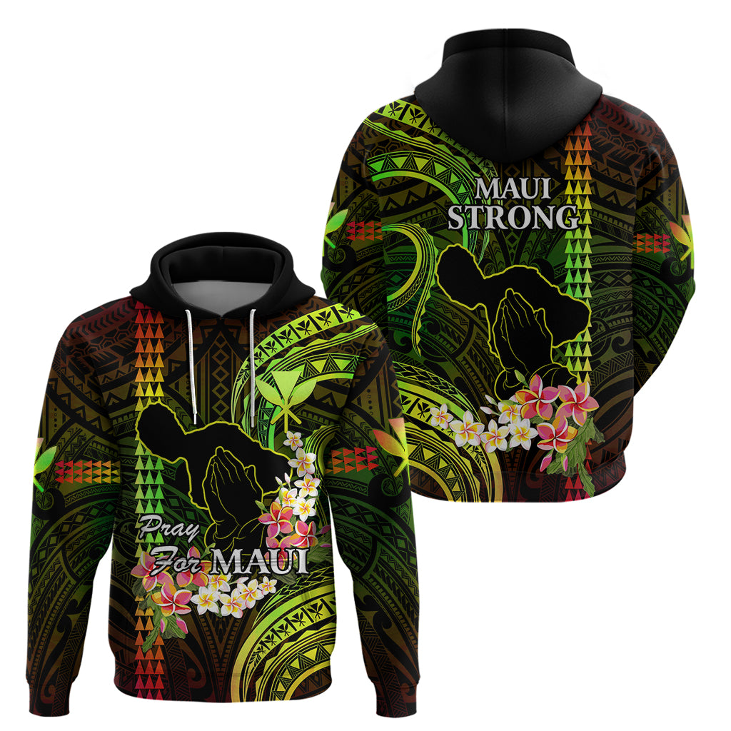 Hawaii Hoodie Pray For Maui Hawaiian Plumeria Be Strong Reggae Verison - Wonder Print Shop