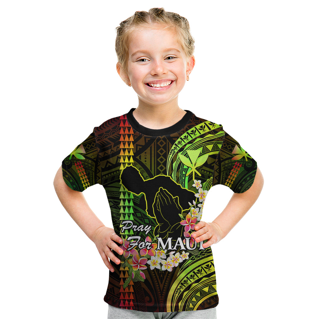 Hawaii Kid T Shirt Pray For Maui Hawaiian Plumeria Be Strong Reggae Verison - Wonder Print Shop