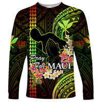 Hawaii Long Sleeve Shirt Pray For Maui Hawaiian Plumeria Be Strong Reggae Verison - Wonder Print Shop