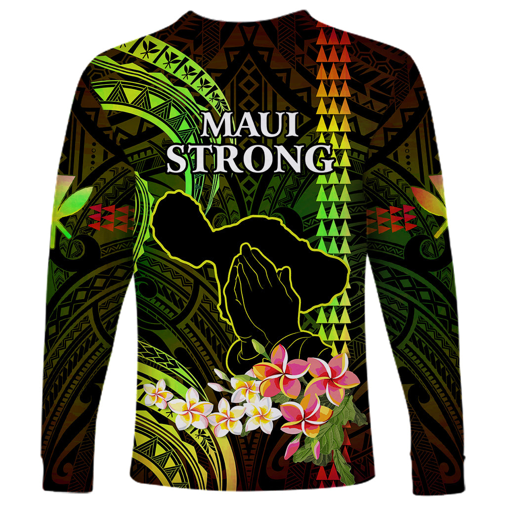 Hawaii Long Sleeve Shirt Pray For Maui Hawaiian Plumeria Be Strong Reggae Verison - Wonder Print Shop