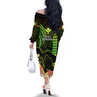 Hawaii Off The Shoulder Long Sleeve Dress Pray For Maui Hawaiian Plumeria Be Strong Reggae Verison - Wonder Print Shop