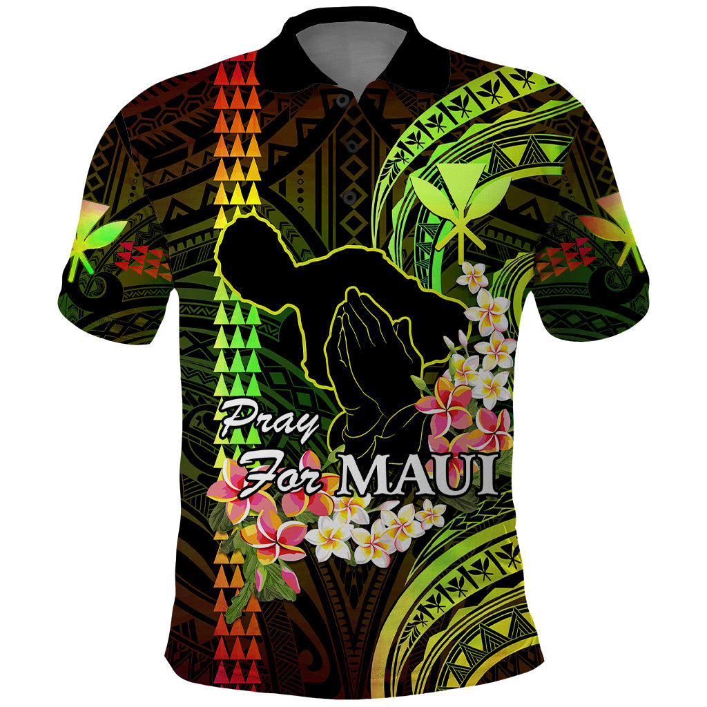 Hawaii Polo Shirt Pray For Maui Hawaiian Plumeria Be Strong Reggae Verison - Wonder Print Shop