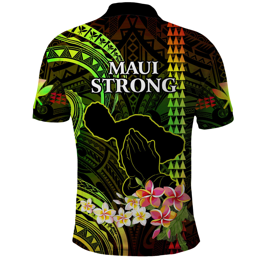 Hawaii Polo Shirt Pray For Maui Hawaiian Plumeria Be Strong Reggae Verison - Wonder Print Shop