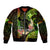Hawaii Sleeve Zip Bomber Jacket Pray For Maui Hawaiian Plumeria Be Strong Reggae Verison - Wonder Print Shop