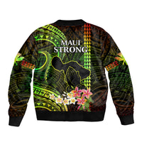 Hawaii Sleeve Zip Bomber Jacket Pray For Maui Hawaiian Plumeria Be Strong Reggae Verison - Wonder Print Shop