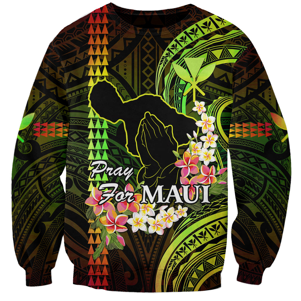 Hawaii Sweatshirt Pray For Maui Hawaiian Plumeria Be Strong Reggae Verison - Wonder Print Shop