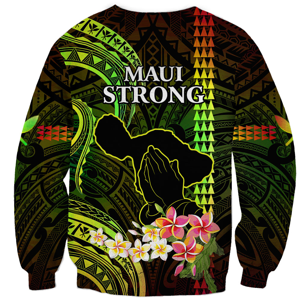 Hawaii Sweatshirt Pray For Maui Hawaiian Plumeria Be Strong Reggae Verison - Wonder Print Shop