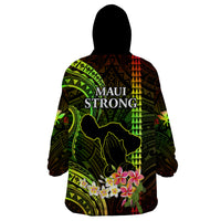 Hawaii Wearable Blanket Hoodie Pray For Maui Hawaiian Plumeria Be Strong Reggae Verison - Wonder Print Shop