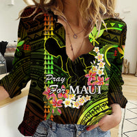 Hawaii Women Casual Shirt Pray For Maui Hawaiian Plumeria Be Strong Reggae Verison - Wonder Print Shop