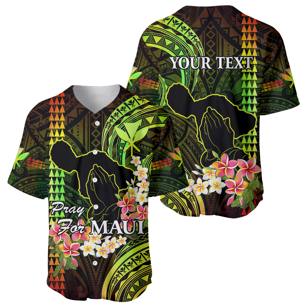 Personalised Hawaii Baseball Jersey Pray For Maui Hawaiian Plumeria Be Strong Reggae Verison - Wonder Print Shop