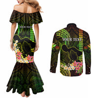 personalised-hawaii-couples-matching-mermaid-dress-and-long-sleeve-button-shirts-pray-for-maui-hawaiian-plumeria-be-strong-reggae-verison