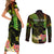 Personalised Hawaii Couples Matching Short Sleeve Bodycon Dress and Long Sleeve Button Shirts Pray For Maui Hawaiian Plumeria Be Strong Reggae Verison - Wonder Print Shop
