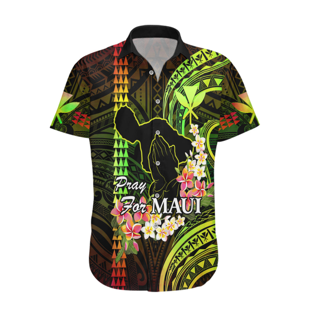 Personalised Hawaii Hawaiian Shirt Pray For Maui Hawaiian Plumeria Be Strong Reggae Verison - Wonder Print Shop