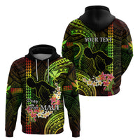 Personalised Hawaii Hoodie Pray For Maui Hawaiian Plumeria Be Strong Reggae Verison - Wonder Print Shop