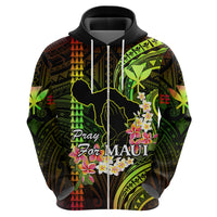 Personalised Hawaii Hoodie Pray For Maui Hawaiian Plumeria Be Strong Reggae Verison - Wonder Print Shop