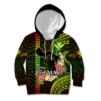 Personalised Hawaii Kid Hoodie Pray For Maui Hawaiian Plumeria Be Strong Reggae Verison - Wonder Print Shop