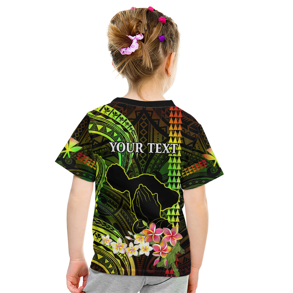 Personalised Hawaii Kid T Shirt Pray For Maui Hawaiian Plumeria Be Strong Reggae Verison - Wonder Print Shop