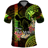 Personalised Hawaii Polo Shirt Pray For Maui Hawaiian Plumeria Be Strong Reggae Verison - Wonder Print Shop