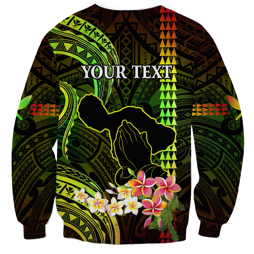 Personalised Hawaii Sweatshirt Pray For Maui Hawaiian Plumeria Be Strong Reggae Verison - Wonder Print Shop