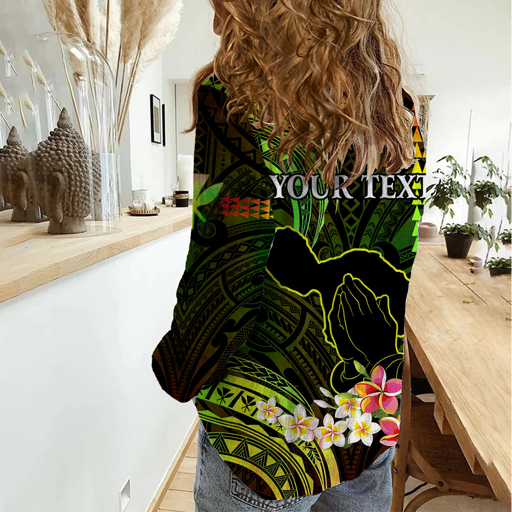 Personalised Hawaii Women Casual Shirt Pray For Maui Hawaiian Plumeria Be Strong Reggae Verison - Wonder Print Shop