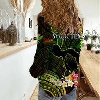 Personalised Hawaii Women Casual Shirt Pray For Maui Hawaiian Plumeria Be Strong Reggae Verison - Wonder Print Shop