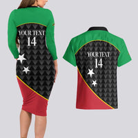 St Kitts and Nevis Cricket Custom Couples Matching Long Sleeve Bodycon Dress and Hawaiian Shirt 10th Anniversary Go Champions Patriots - Wonder Print Shop