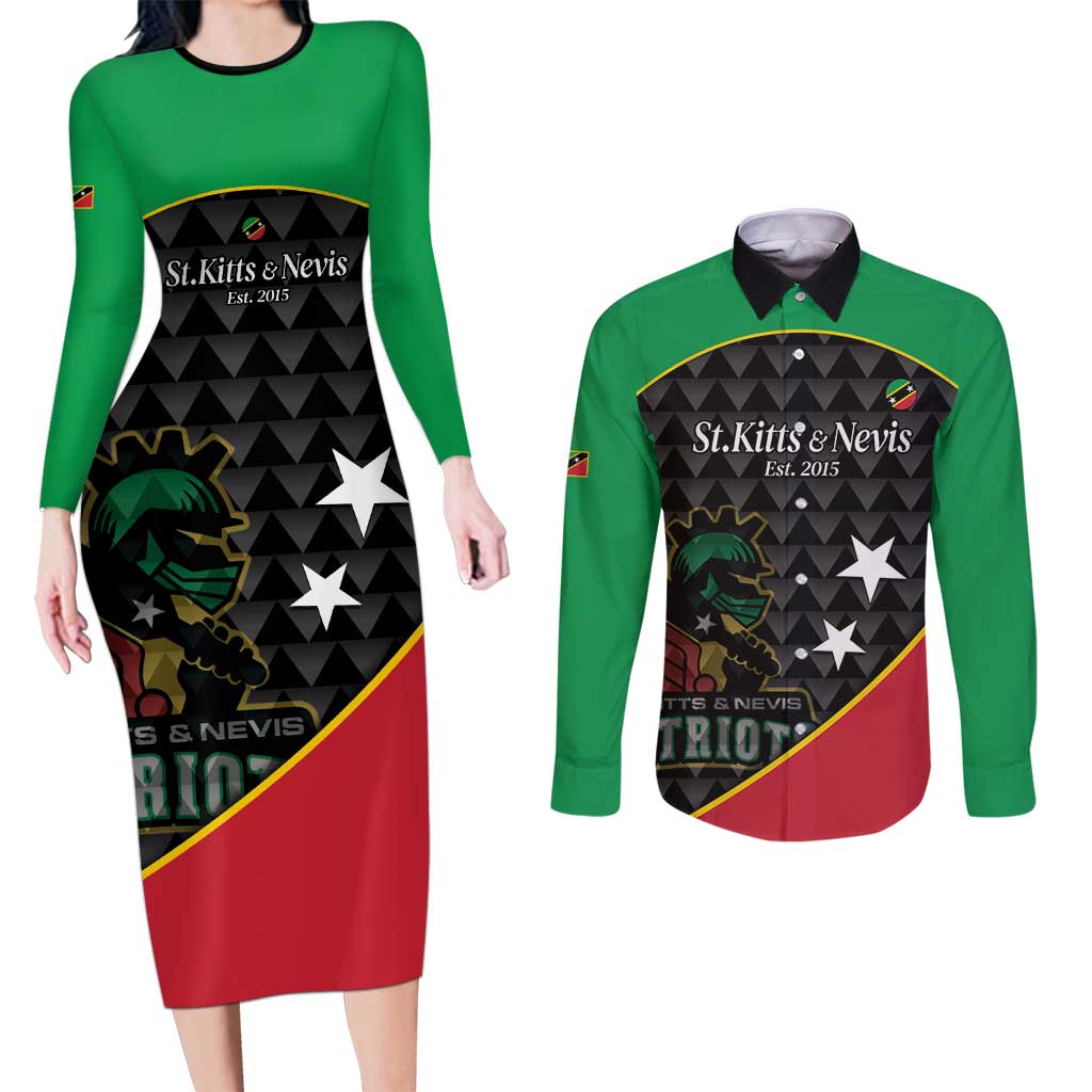 St Kitts and Nevis Cricket Custom Couples Matching Long Sleeve Bodycon Dress and Long Sleeve Button Shirt 10th Anniversary Go Champions Patriots - Wonder Print Shop