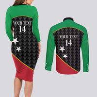 St Kitts and Nevis Cricket Custom Couples Matching Long Sleeve Bodycon Dress and Long Sleeve Button Shirt 10th Anniversary Go Champions Patriots - Wonder Print Shop