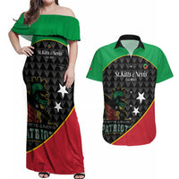 St Kitts and Nevis Cricket Custom Couples Matching Off Shoulder Maxi Dress and Hawaiian Shirt 10th Anniversary Go Champions Patriots - Wonder Print Shop