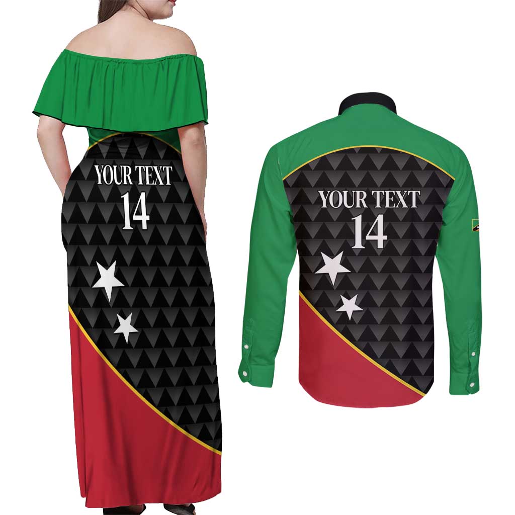 St Kitts and Nevis Cricket Custom Couples Matching Off Shoulder Maxi Dress and Long Sleeve Button Shirt 10th Anniversary Go Champions Patriots - Wonder Print Shop