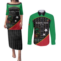 St Kitts and Nevis Cricket Custom Couples Matching Puletasi and Long Sleeve Button Shirt 10th Anniversary Go Champions Patriots - Wonder Print Shop