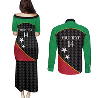 St Kitts and Nevis Cricket Custom Couples Matching Puletasi and Long Sleeve Button Shirt 10th Anniversary Go Champions Patriots - Wonder Print Shop