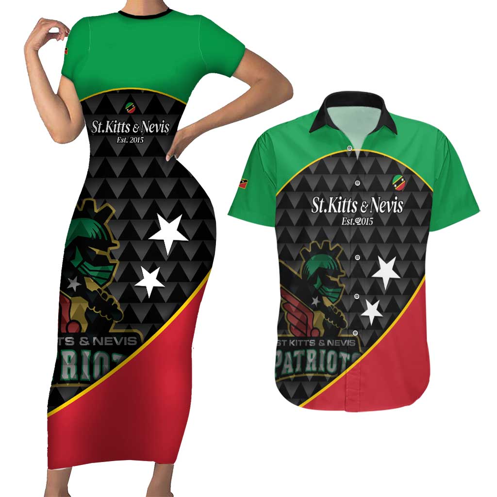 St Kitts and Nevis Cricket Custom Couples Matching Short Sleeve Bodycon Dress and Hawaiian Shirt 10th Anniversary Go Champions Patriots - Wonder Print Shop