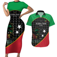 St Kitts and Nevis Cricket Custom Couples Matching Short Sleeve Bodycon Dress and Hawaiian Shirt 10th Anniversary Go Champions Patriots - Wonder Print Shop