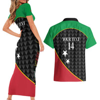 St Kitts and Nevis Cricket Custom Couples Matching Short Sleeve Bodycon Dress and Hawaiian Shirt 10th Anniversary Go Champions Patriots - Wonder Print Shop