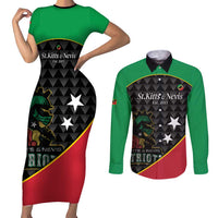 St Kitts and Nevis Cricket Custom Couples Matching Short Sleeve Bodycon Dress and Long Sleeve Button Shirt 10th Anniversary Go Champions Patriots - Wonder Print Shop