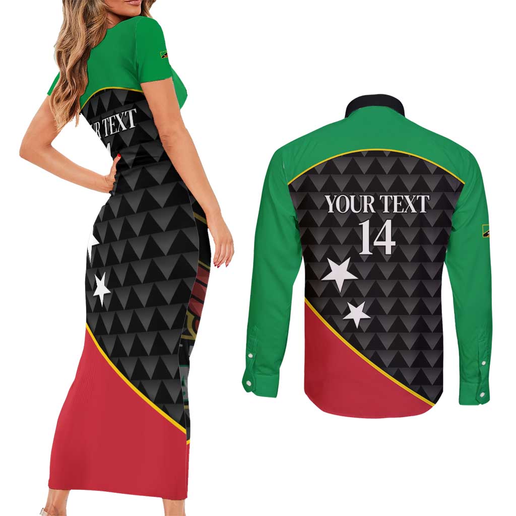 St Kitts and Nevis Cricket Custom Couples Matching Short Sleeve Bodycon Dress and Long Sleeve Button Shirt 10th Anniversary Go Champions Patriots - Wonder Print Shop