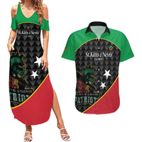 St Kitts and Nevis Cricket Custom Couples Matching Summer Maxi Dress and Hawaiian Shirt 10th Anniversary Go Champions Patriots - Wonder Print Shop