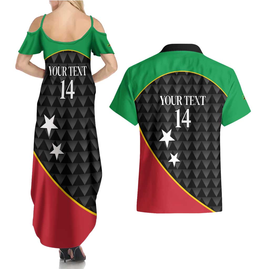 St Kitts and Nevis Cricket Custom Couples Matching Summer Maxi Dress and Hawaiian Shirt 10th Anniversary Go Champions Patriots - Wonder Print Shop