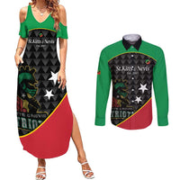 St Kitts and Nevis Cricket Custom Couples Matching Summer Maxi Dress and Long Sleeve Button Shirt 10th Anniversary Go Champions Patriots - Wonder Print Shop