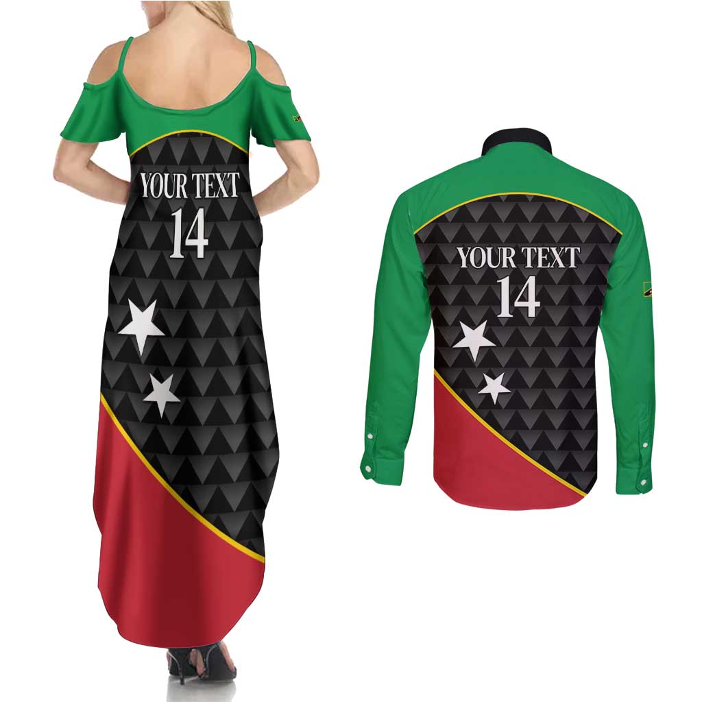 St Kitts and Nevis Cricket Custom Couples Matching Summer Maxi Dress and Long Sleeve Button Shirt 10th Anniversary Go Champions Patriots - Wonder Print Shop