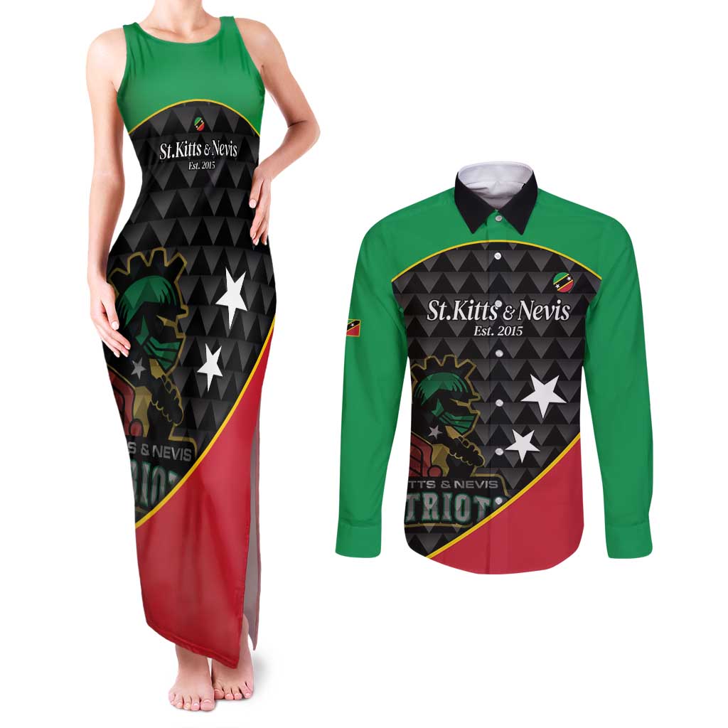 St Kitts and Nevis Cricket Custom Couples Matching Tank Maxi Dress and Long Sleeve Button Shirt 10th Anniversary Go Champions Patriots - Wonder Print Shop