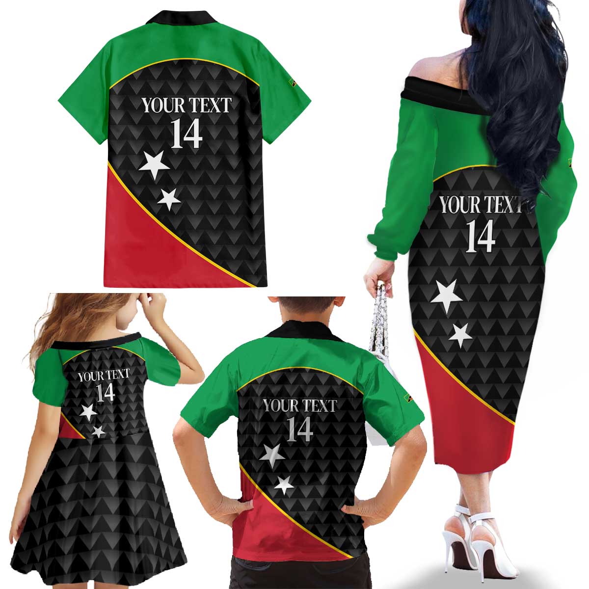 St Kitts and Nevis Cricket Custom Family Matching Off The Shoulder Long Sleeve Dress and Hawaiian Shirt 10th Anniversary Go Champions Patriots - Wonder Print Shop