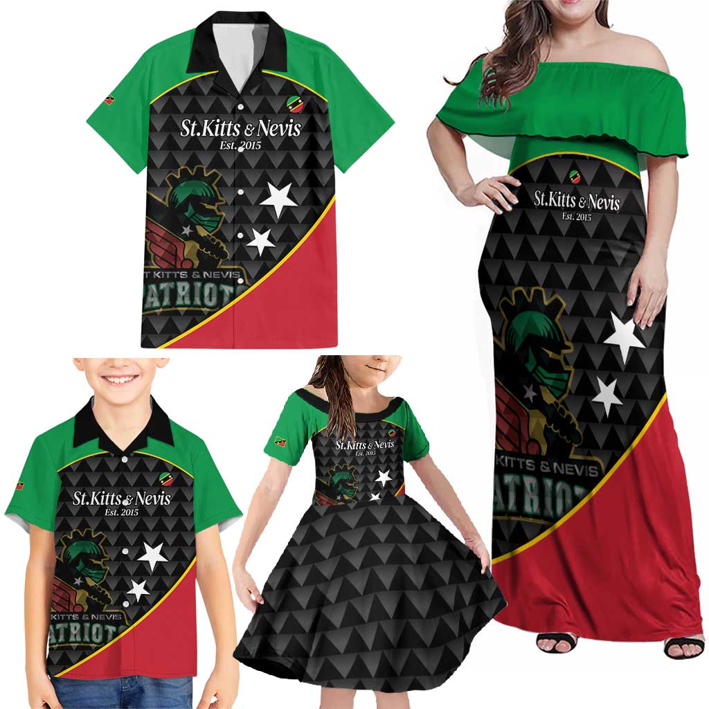 St Kitts and Nevis Cricket Custom Family Matching Off Shoulder Maxi Dress and Hawaiian Shirt 10th Anniversary Go Champions Patriots - Wonder Print Shop