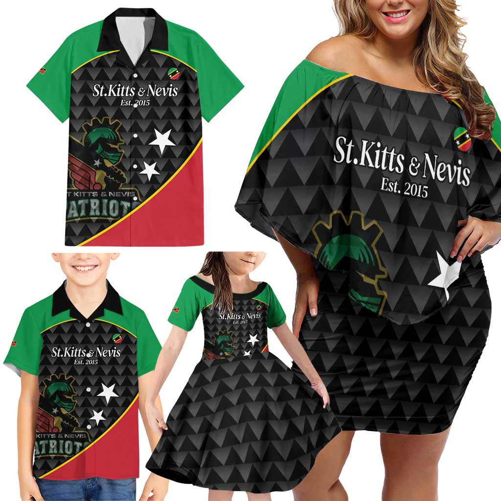 St Kitts and Nevis Cricket Custom Family Matching Off Shoulder Short Dress and Hawaiian Shirt 10th Anniversary Go Champions Patriots - Wonder Print Shop