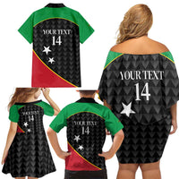 St Kitts and Nevis Cricket Custom Family Matching Off Shoulder Short Dress and Hawaiian Shirt 10th Anniversary Go Champions Patriots - Wonder Print Shop