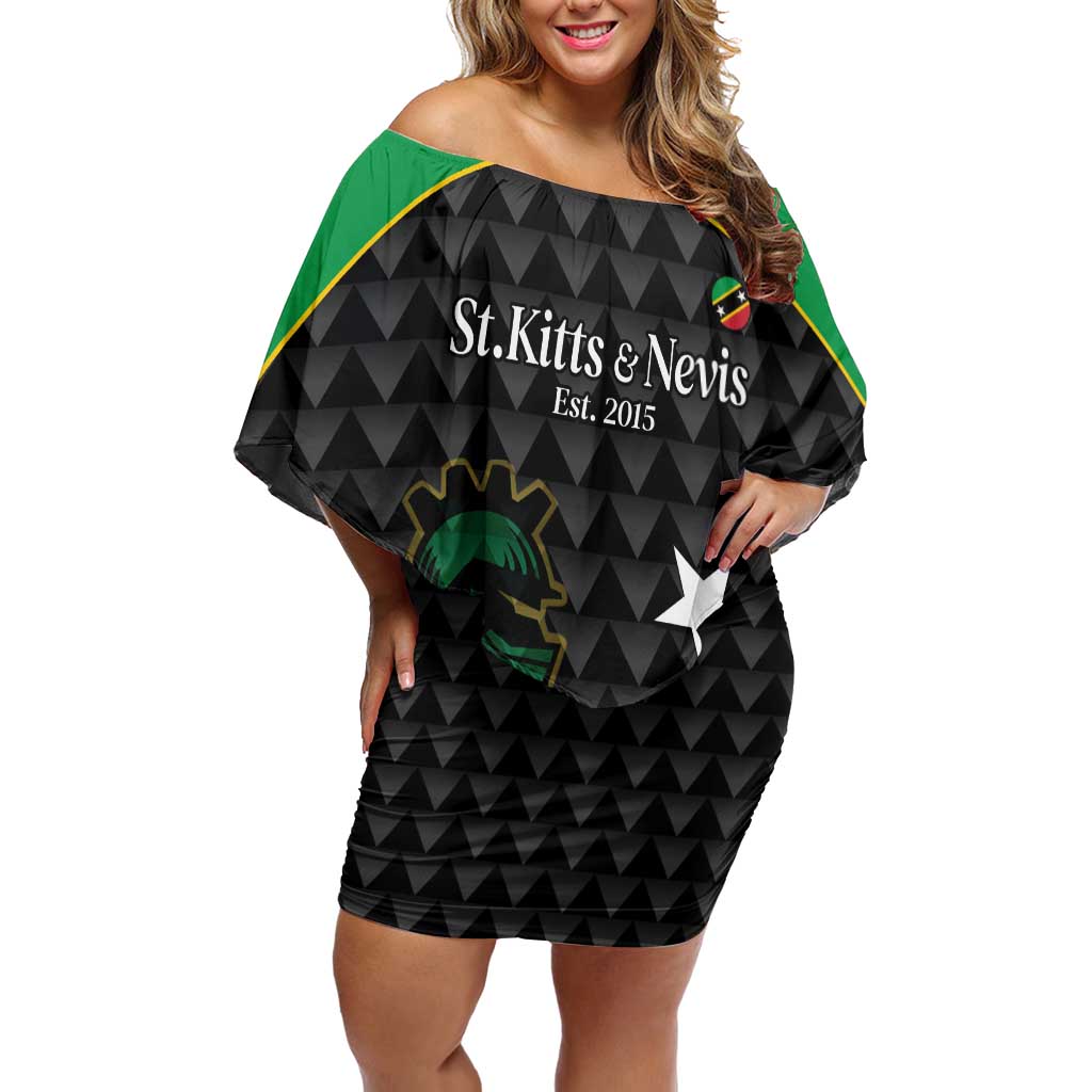 St Kitts and Nevis Cricket Custom Family Matching Off Shoulder Short Dress and Hawaiian Shirt 10th Anniversary Go Champions Patriots - Wonder Print Shop