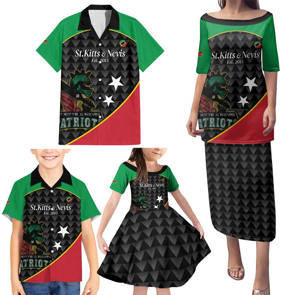 St Kitts and Nevis Cricket Custom Family Matching Puletasi and Hawaiian Shirt 10th Anniversary Go Champions Patriots - Wonder Print Shop